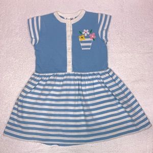 Vintage Sylvia white jersey striped floral summer dress size 6x